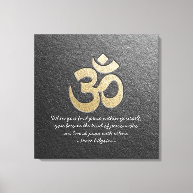 Black & Gold OM Symbol YOGA Meditation Instructor Canvas Print (Front)