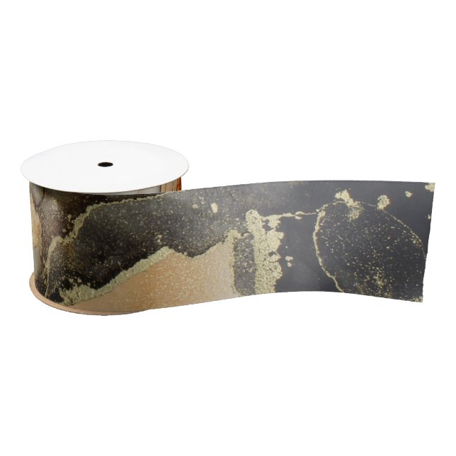 Black Gold Orange Celestial Satin Ribbon (Spool)