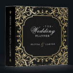 Black gold ornate romantic vintage wedding planner binder<br><div class="desc">Elegant vintage ornate frame design in faux gold colour on colour editable black background,  romantic and sophisticated,  great wedding planner binder for vintage wedding,   romantic formal wedding,  and luxury winter wedding. 
See all the matching pieces in the collection.</div>