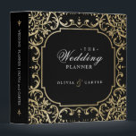 Black gold ornate romantic vintage wedding planner binder<br><div class="desc">Elegant vintage ornate frame design in faux gold colour on colour editable black background,  romantic and sophisticated,  great wedding planner binder for vintage wedding,   romantic formal wedding,  and luxury winter wedding. 
See all the matching pieces in the collection.</div>