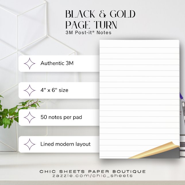 Black & Gold Page Turn 3M Post-it® Notes (Creator Uploaded)