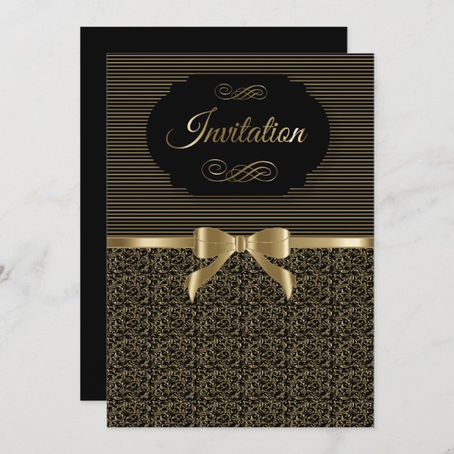 Black & Gold Party Celebration | DIY Text Invitation (Front/Back)