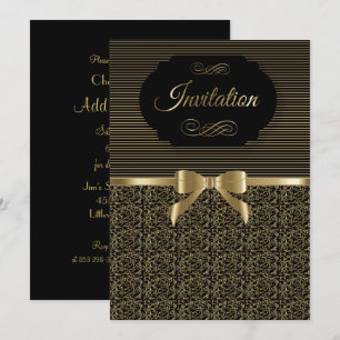 Black & Gold Party Celebration DIY Text Invitation