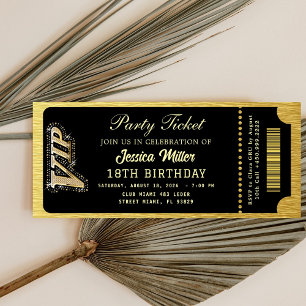 Black & Gold Party Ticket Invitation