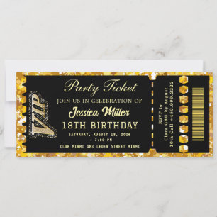 Black & Gold Party Ticket Invitation