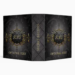 Black & Gold Pattern And Swirls Template Binder