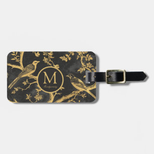 Black Gold Pattern Monogram Luggage Tag