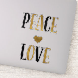Black Gold Peace Love Heart