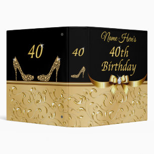 Black Gold Personalised, 40th Birthday Photo Album Binder