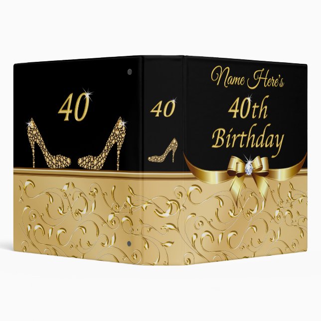 Black Gold Personalised, 40th Birthday Photo Album Binder (Background)