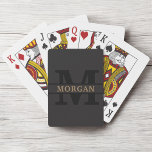 Black Gold Personalized Elegant Monogram Name Playing Cards<br><div class="desc">Add a touch of elegance to your daily essentials with this personalized monogram and name product. Featuring a refined design and customizable details, it combines sophistication and functionality. Whether for personal use or as a thoughtful gift, this item showcases a stylish monogram and your chosen name, making it uniquely yours....</div>