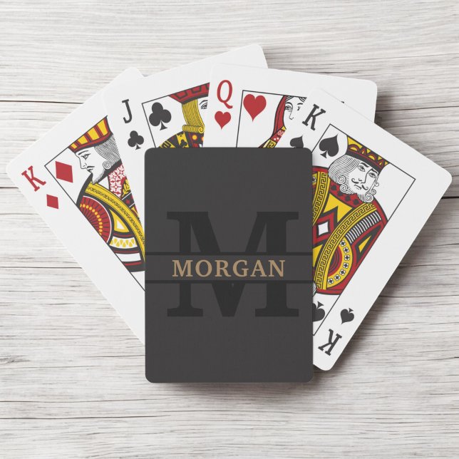 Black Gold Personalized Elegant Monogram Name Playing Cards (Creator Uploaded)