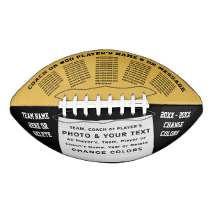 Black, Gold, Personalized Football with Picture