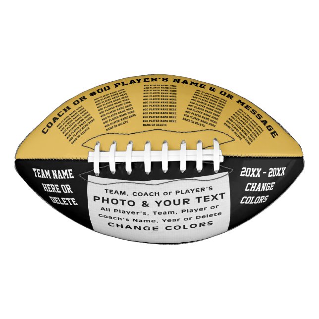 Black, Gold, Personalized Football with Picture (Front)