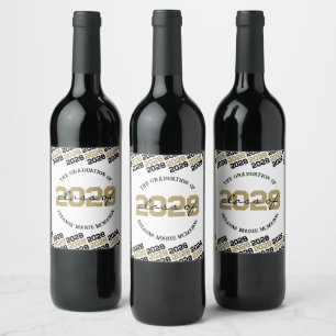 Black & Gold Personalized Graduation Liquor Wine Label