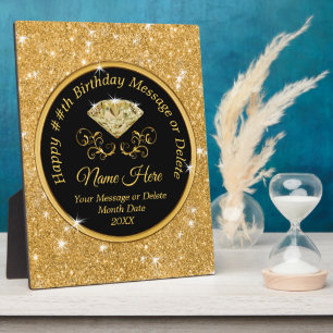 Black, Gold Personalized, Happy Birthday Plaques