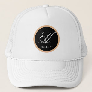 Black & Gold Personalized Initial Name Logo Custom Trucker Hat