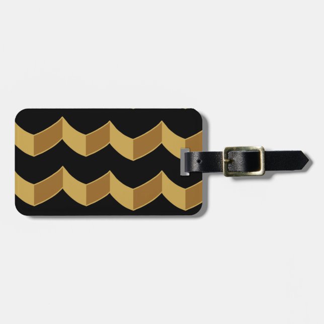 Black Gold Personalized Luggage Tag (Front Horizontal)