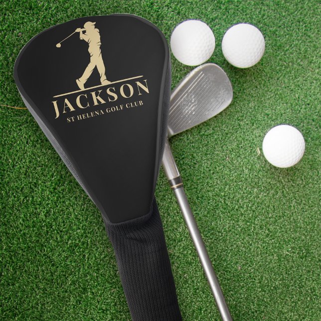 Black Gold Personalized Monogram Golf Swing Head Cover (Creator Uploaded)