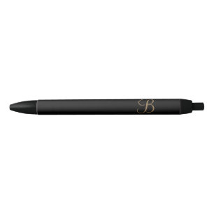 Black Gold Personalized Name and Monogram Ink Pen