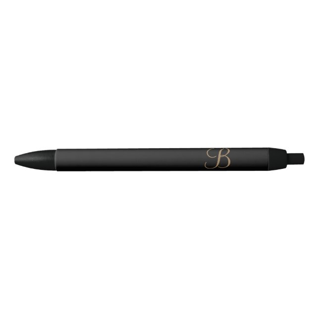 Black Gold Personalized Name and Monogram Ink Pen (Front)