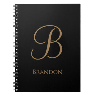 Black Gold Personalized Name and Monogram Notebook