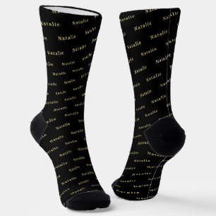 Black Gold Personalized Name Socks Custom Text