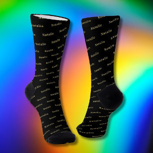 Black Gold Personalized Name Socks Custom Text
