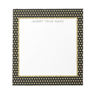 Black & Gold Personalized Notepad 5.5" x 6"