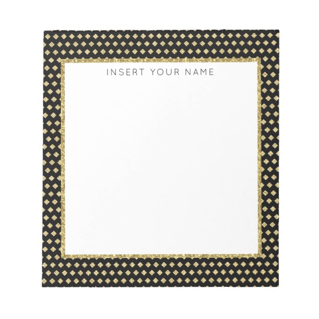 Black & Gold Personalized Notepad 5.5" x 6" (Front)
