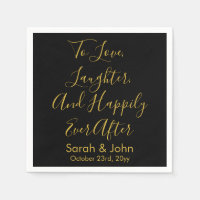 Black Gold Personalized Script Wedding Reception