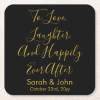 Black Gold Personalized Script Wedding Reception