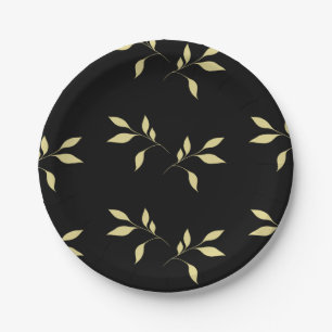 Black & Gold Petal Luxe Sophisticated  Dining Paper Plate