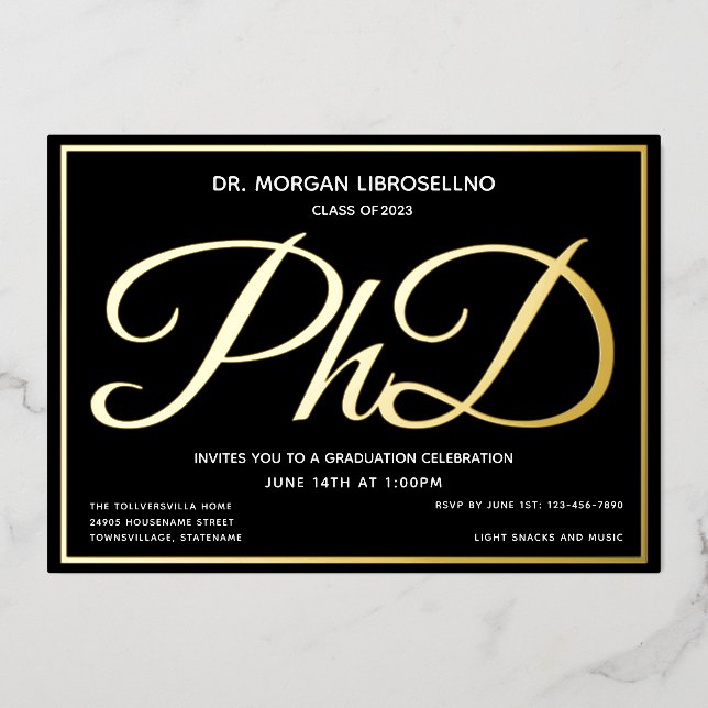 Black Gold PhD Graduation (Front)