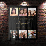 Black gold photo collage friends birthday party tapestry<br><div class="desc">A gift from friends for a woman's 21st (or any age) birthday, celebrating her life with a collage of 6 of your high quality photos of her, her friends, family, interest or pets. Personalize and add her name, age 21 and your names. Golden text. A chic, classic black background colour....</div>