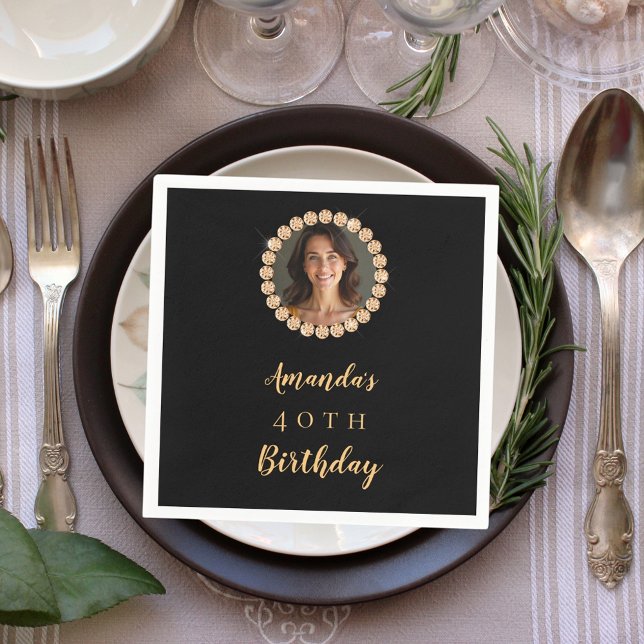 Black gold photo diamonds napkin (Creator Uploaded)