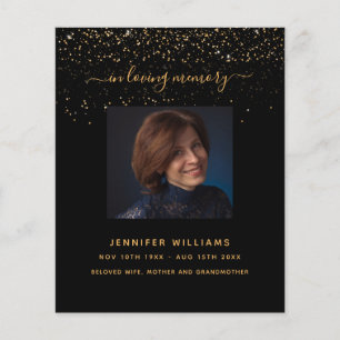 Black gold photo elegant funeral program
