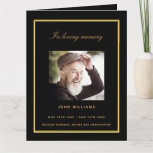 Black gold photo elegant funeral program