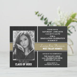 Black|Gold Photo Graduation Announcements