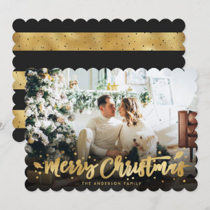 Black Gold Photo Merry Christmas Card