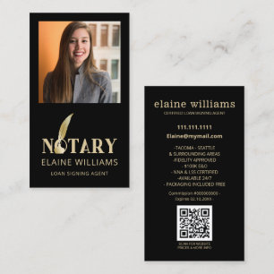 Black Gold Photo QR Notary Loan Signing Agent   Business Card
