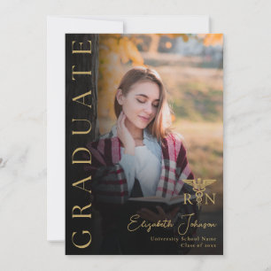 Black Gold Photo RN Nurse Graduation Announcement