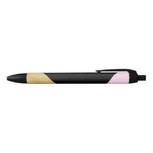 Black Gold & Pink Colour Block Mod Glam Triangles Black Ink Pen