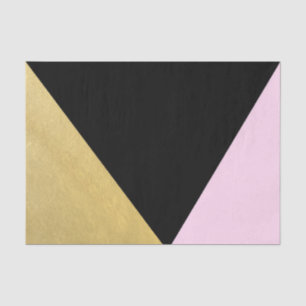 Black Gold & Pink Colour Block Mod Glam Triangles Tissue Paper
