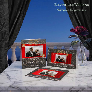 Black Gold & Pink Diamond 60th Wedding Anniversary Invitation