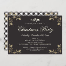Black Gold Plaid Christmas Holiday Party