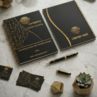 Black & Gold Planner with Customizable Logo