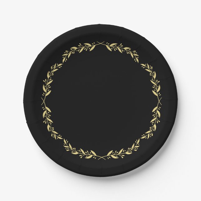 Black & Gold Poker Night Party Plates (Front)