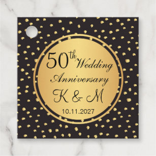 Black & gold polka dots 50th Wedding Anniversary Favour Tags
