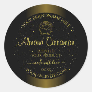 Black Gold Product Labels Glitter Sprinkles Floral